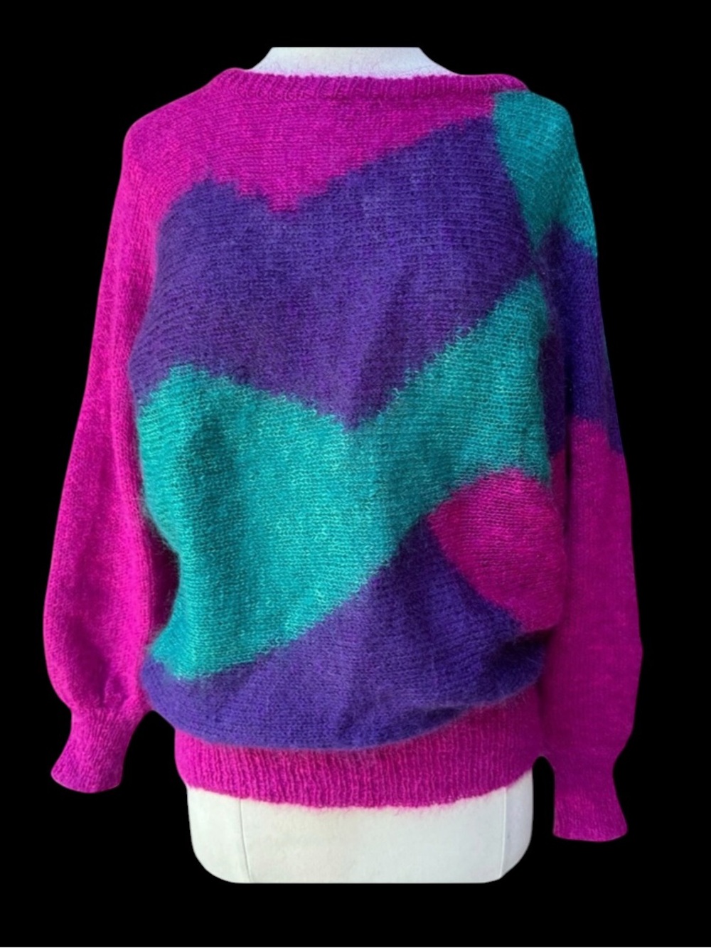 1980s Christian Dior Color Block Mohair Sweater